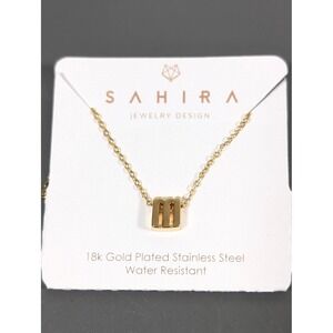 Sahira 18k Gold Plated Initial M Necklace Dainty Stainless Steel Water Resistant